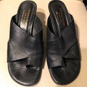 Donald J Pliner 6.5M Black Leather Open Toe Heels
